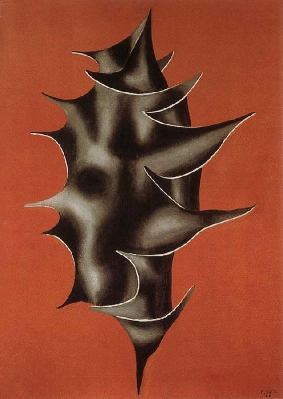 Fernard Leger The holly leafage on the red background